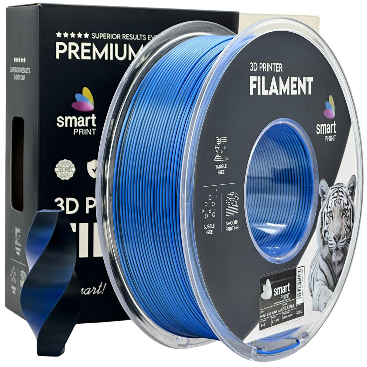 Spoel filament Silk PLA Dual Color zwart blauw, Smart Print, 1,75 mm