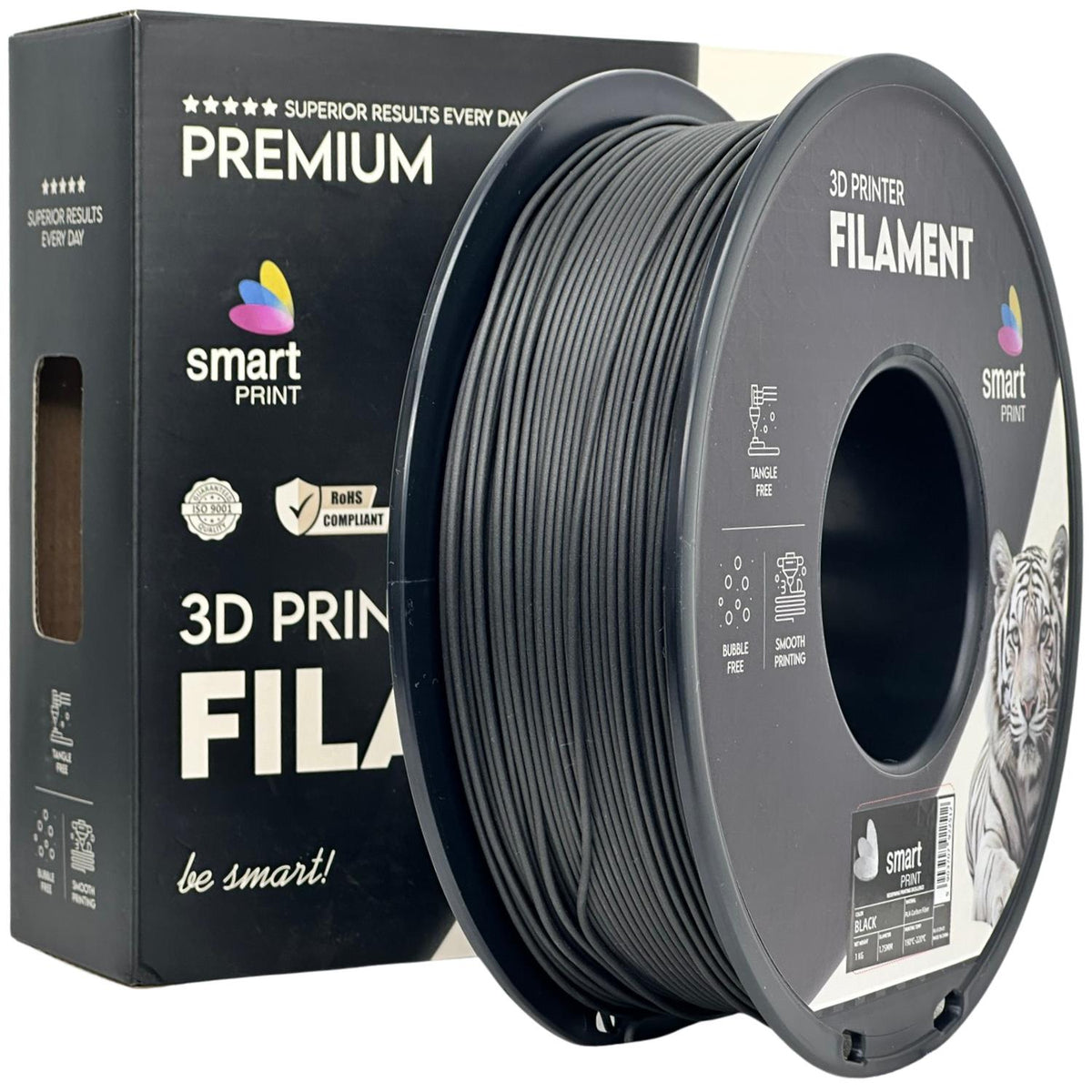 Spoel filament PLA-CF zwart, Smart Print, 1,75 mm
