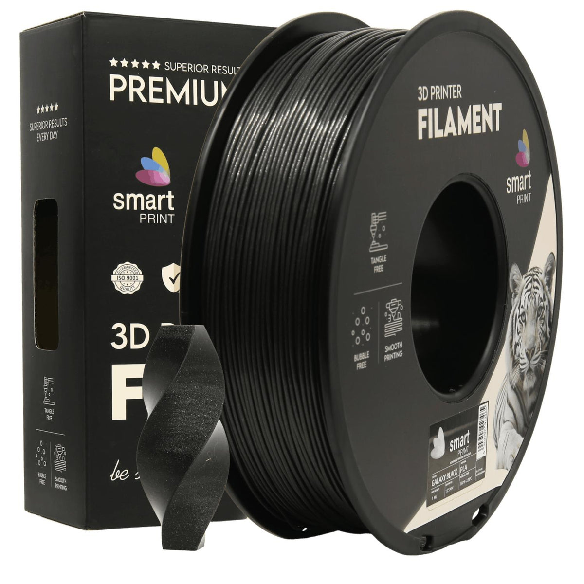 Spoel filament PLA Galaxy zwart, Smart Print, 1,75 mm