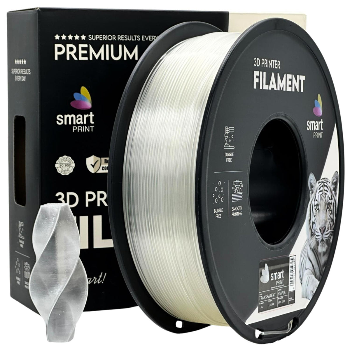 Spoel filament HS-PLA transparant, Smart Print, 1,75 mm