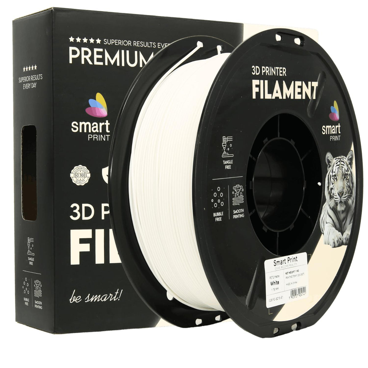 Spoel filament PETG mat wit, Smart Print, 1,75 mm
