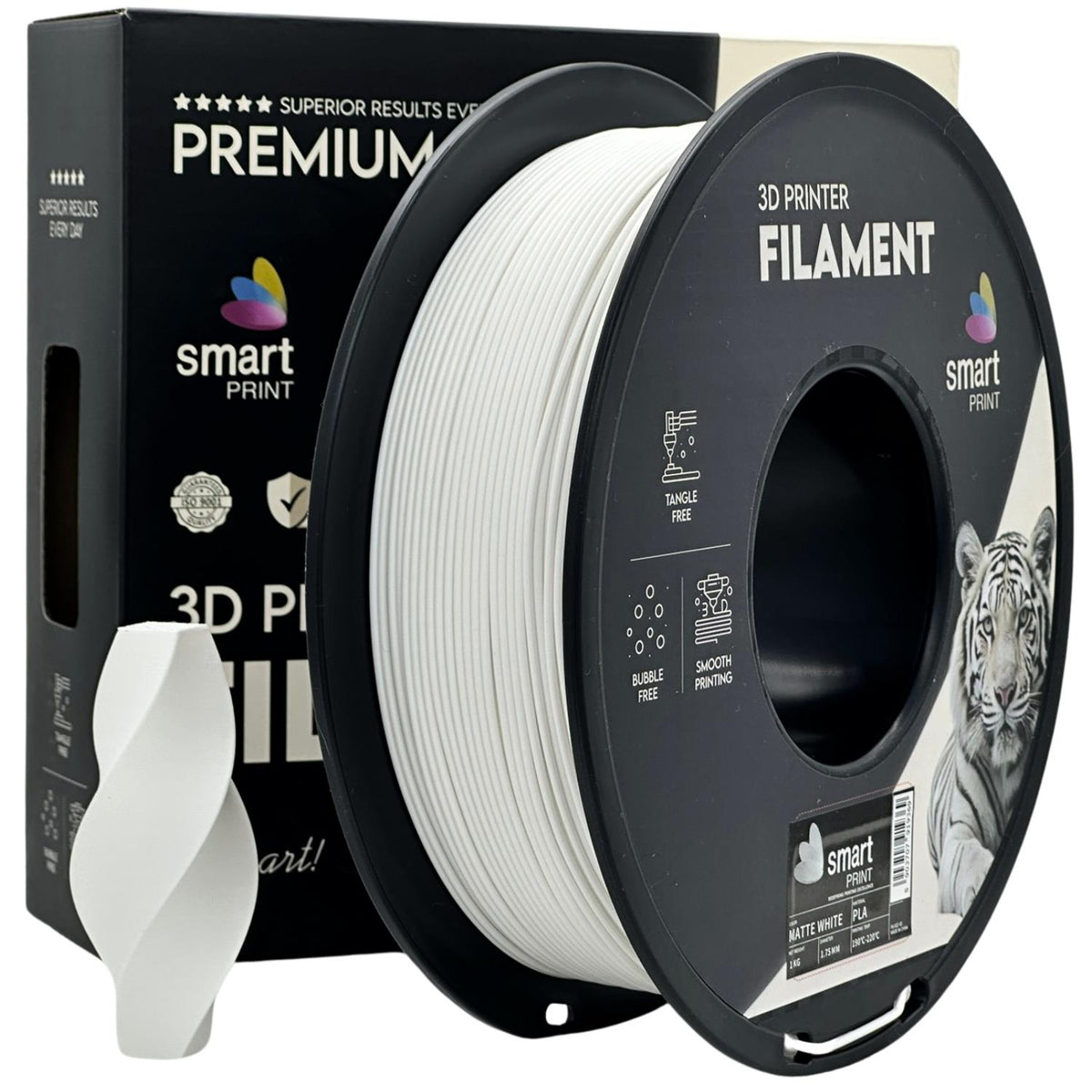 Spoel filament PLA mat wit, Smart Print, 1,75 mm