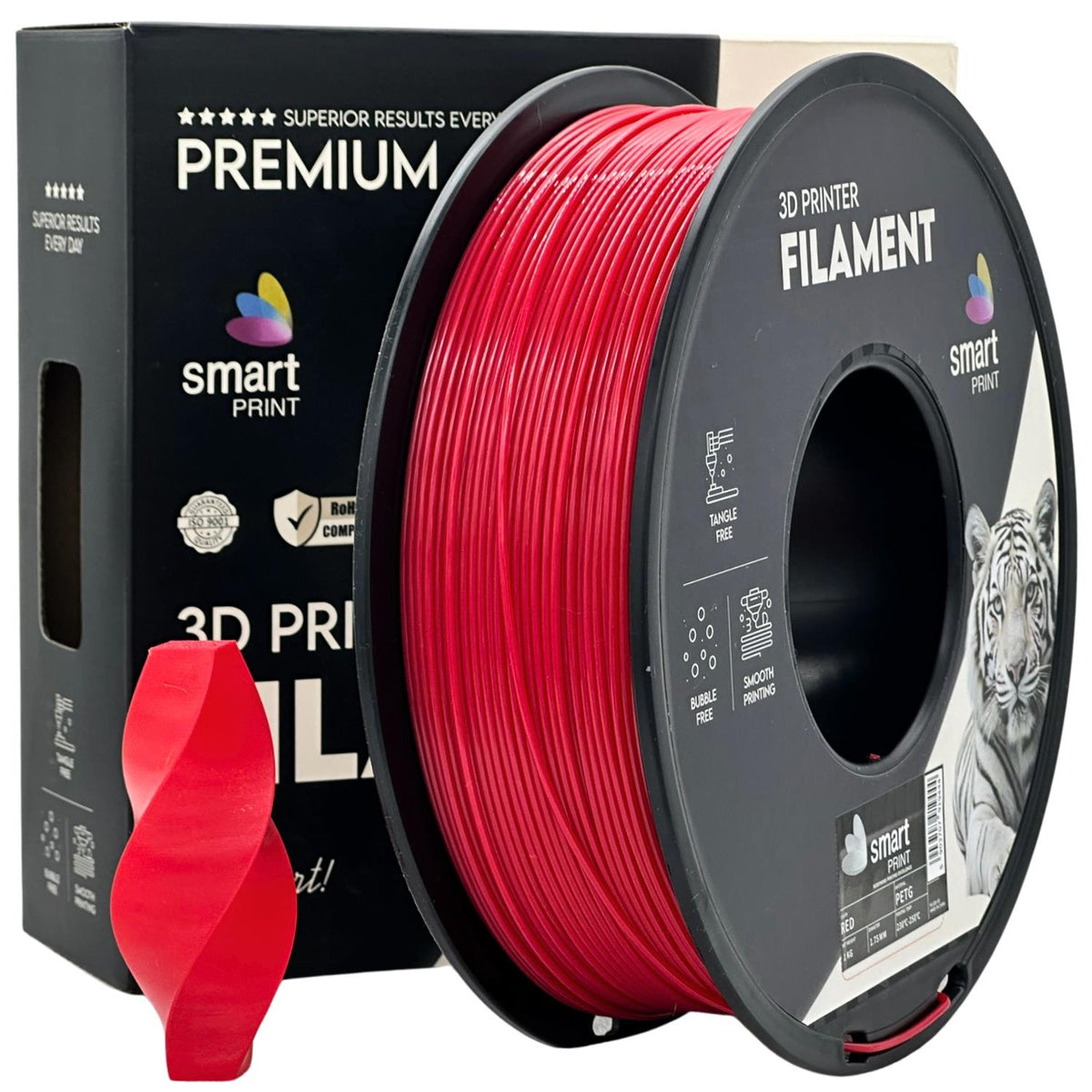 Spool of PETG red filament, Smart Print, 1.75 mm