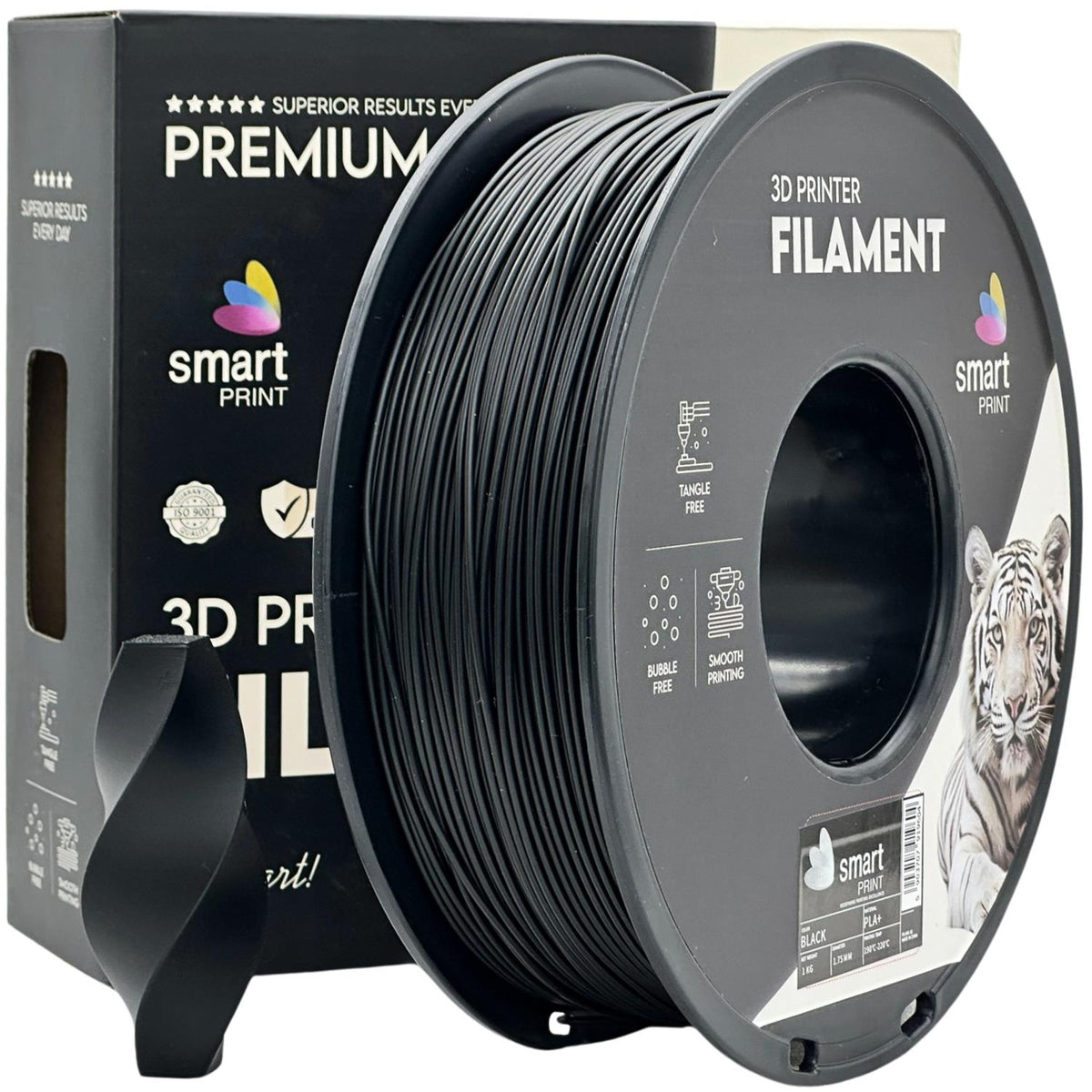 Spoel filament PLA+ zwart, Smart Print, 1,75 mm
