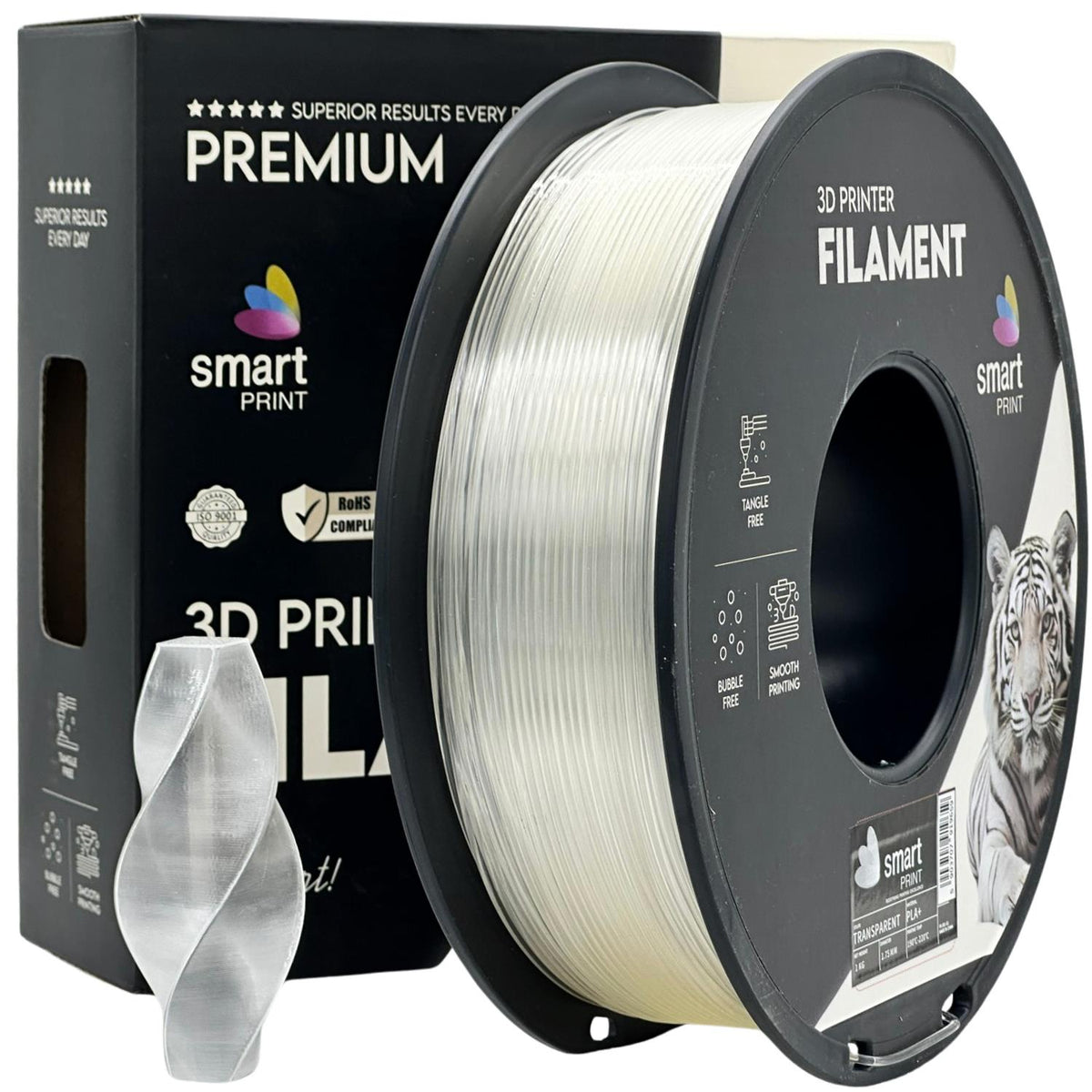 Spoel filament PLA+ transparant, Smart Print, 1,75 mm