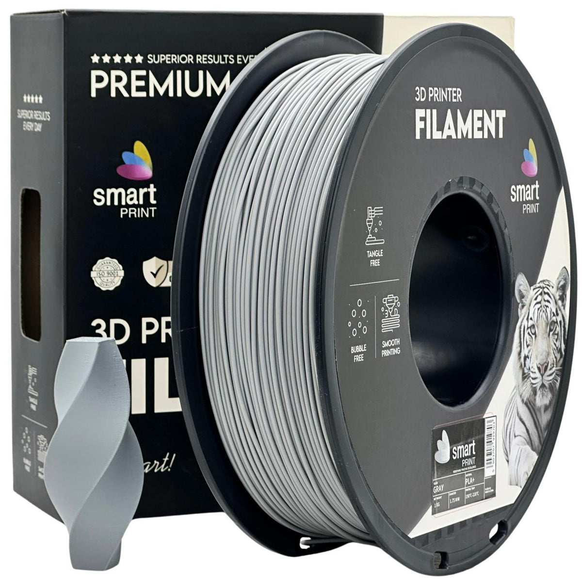 Spoel filament PLA+ grijs, Smart Print, 1,75 mm