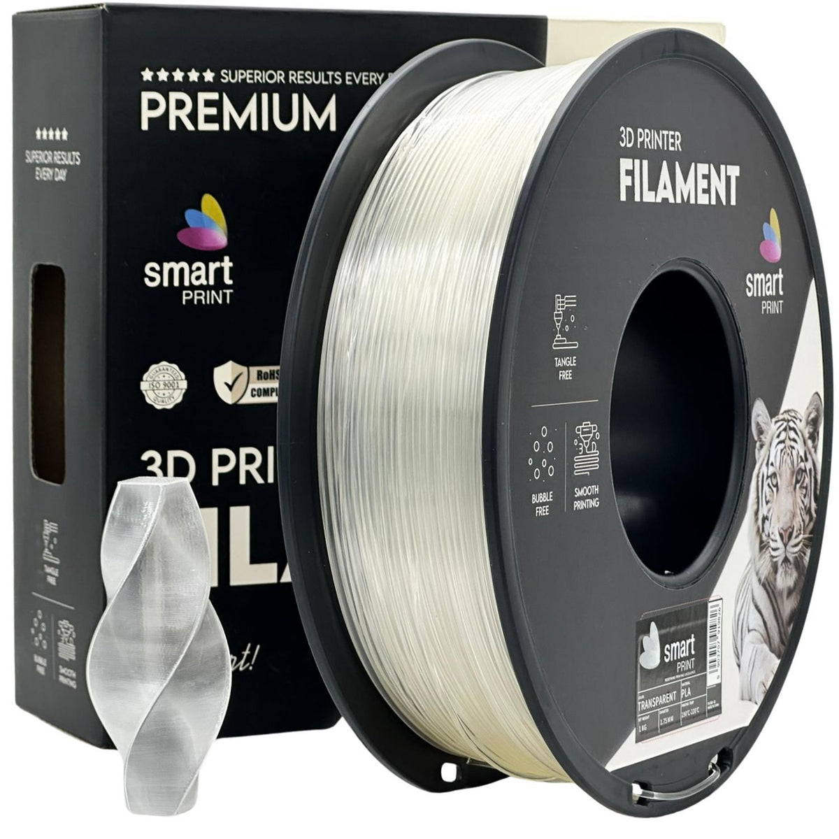 Spoel filament PLA transparant, Smart Print, 1,75 mm