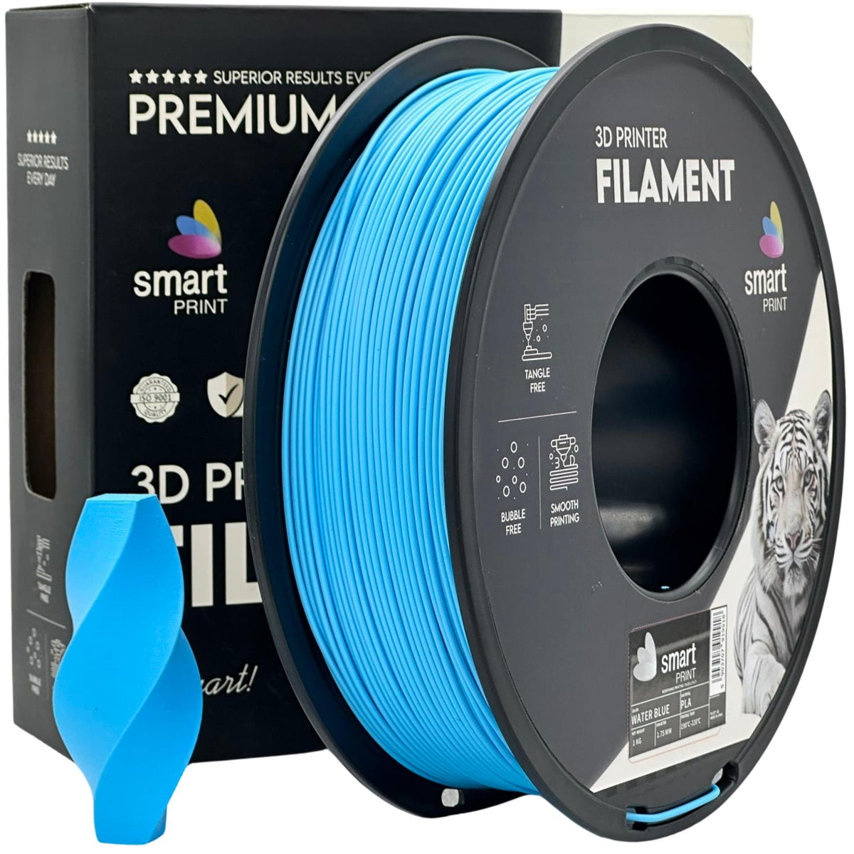 Spoel filament PLA waterblauw, Smart Print, 1,75 mm