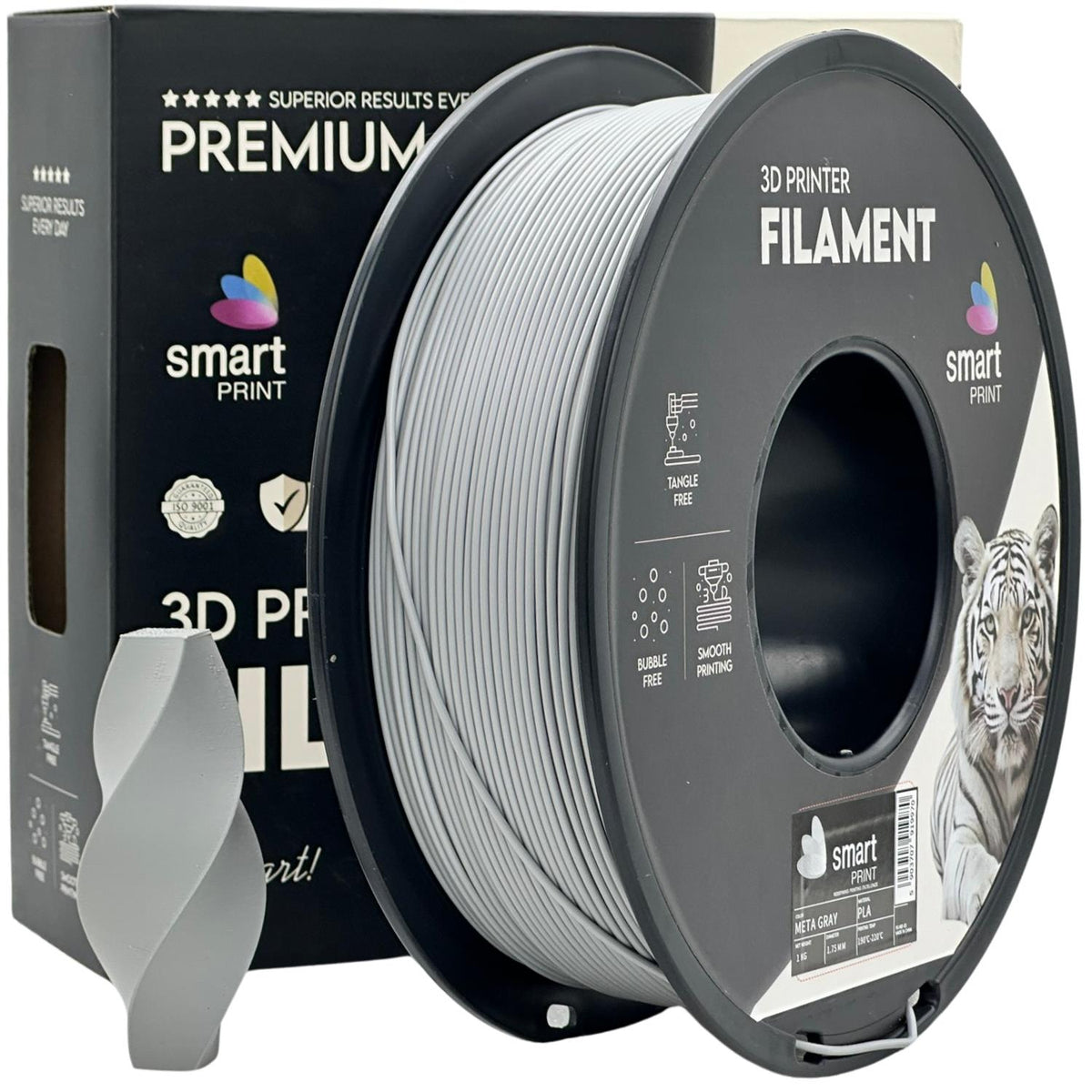 Spoel filament PLA META grijs, Smart Print, 1,75 mm