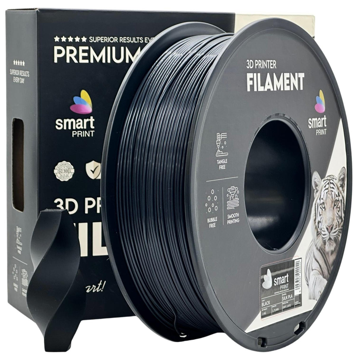 Spoel filament Silk PLA zwart, Smart Print, 1,75 mm