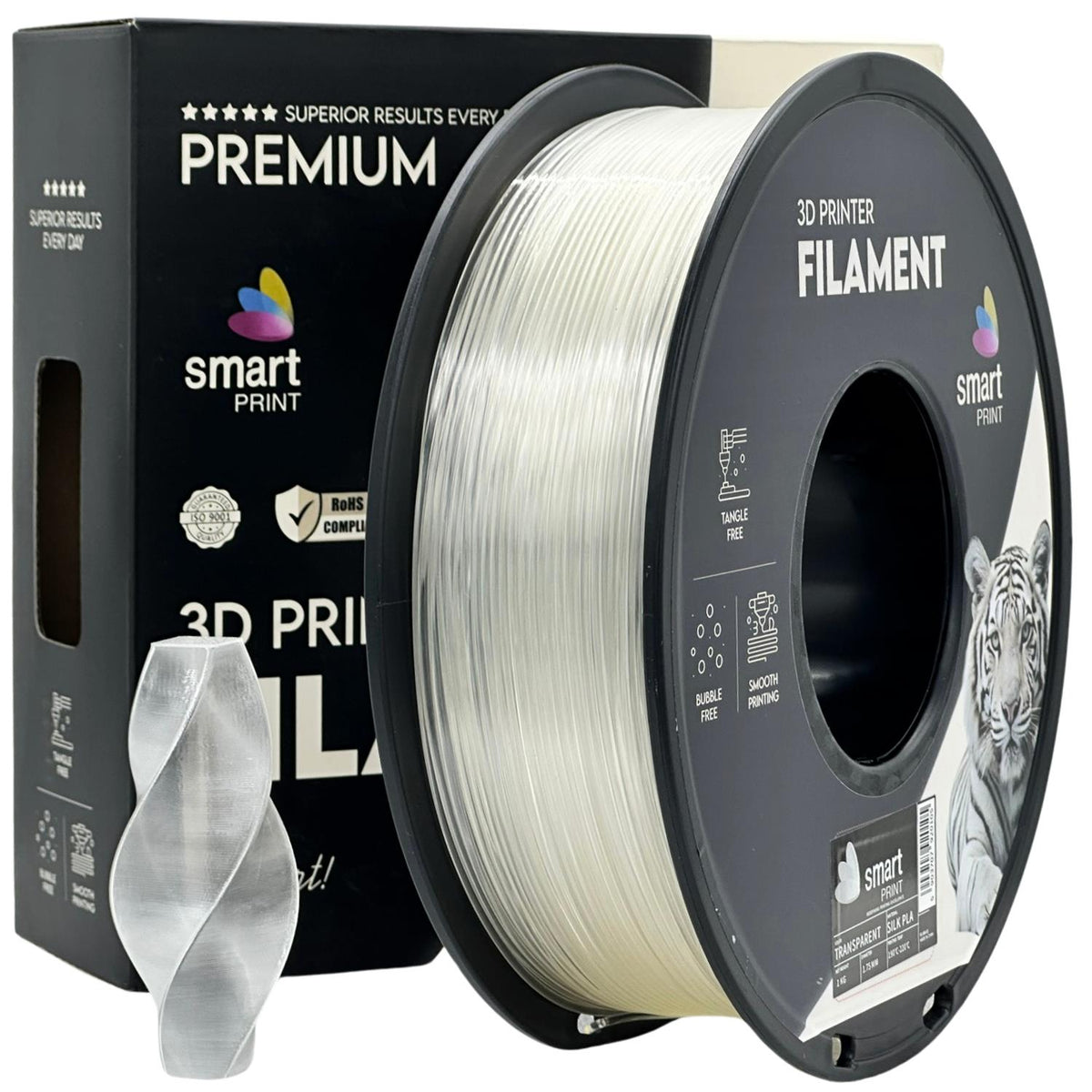 Spoel filament Silk PLA transparant, Smart Print, 1,75 mm