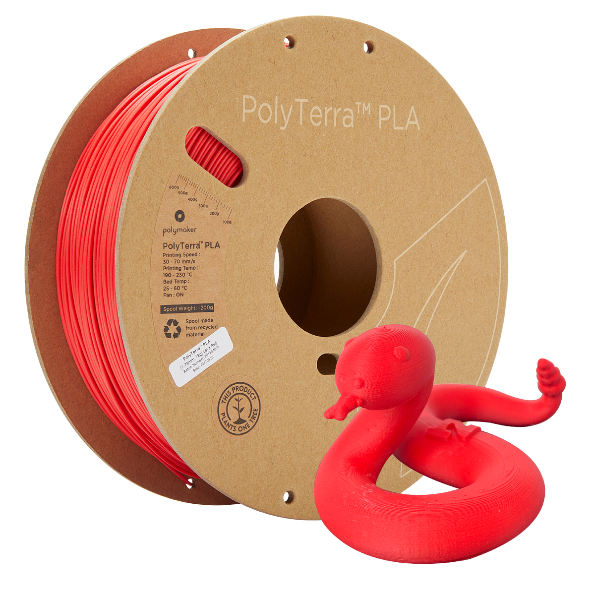 Spoel filament PLA mat rood, Polymaker, 1,75 mm