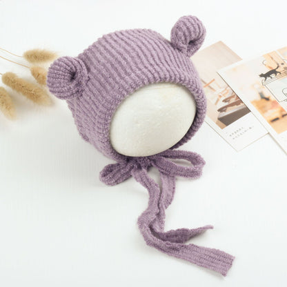 Cappello con paraorecchie a punta in pelliccia di coniglio multicolore