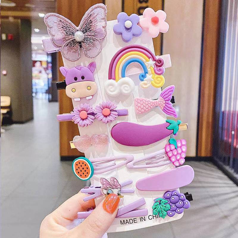Set di 14 pezzi per forcina BB Cartoon per bambini carini
